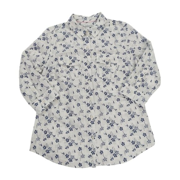Croft & Barrow Petite PXS White & Navy Floral Button-Up Shirt Top for womwn, NWT - Picture 6 of 8
